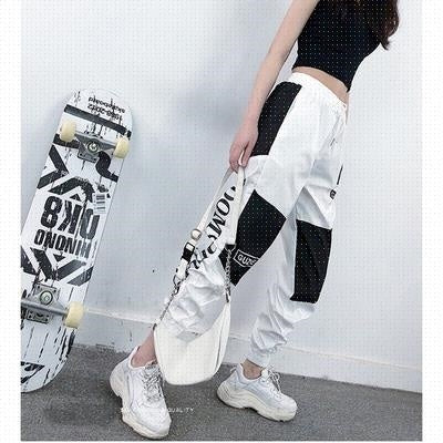 High Waist Letter Spliced Cargo Pants Women Loose Harajuku - Sophinity
