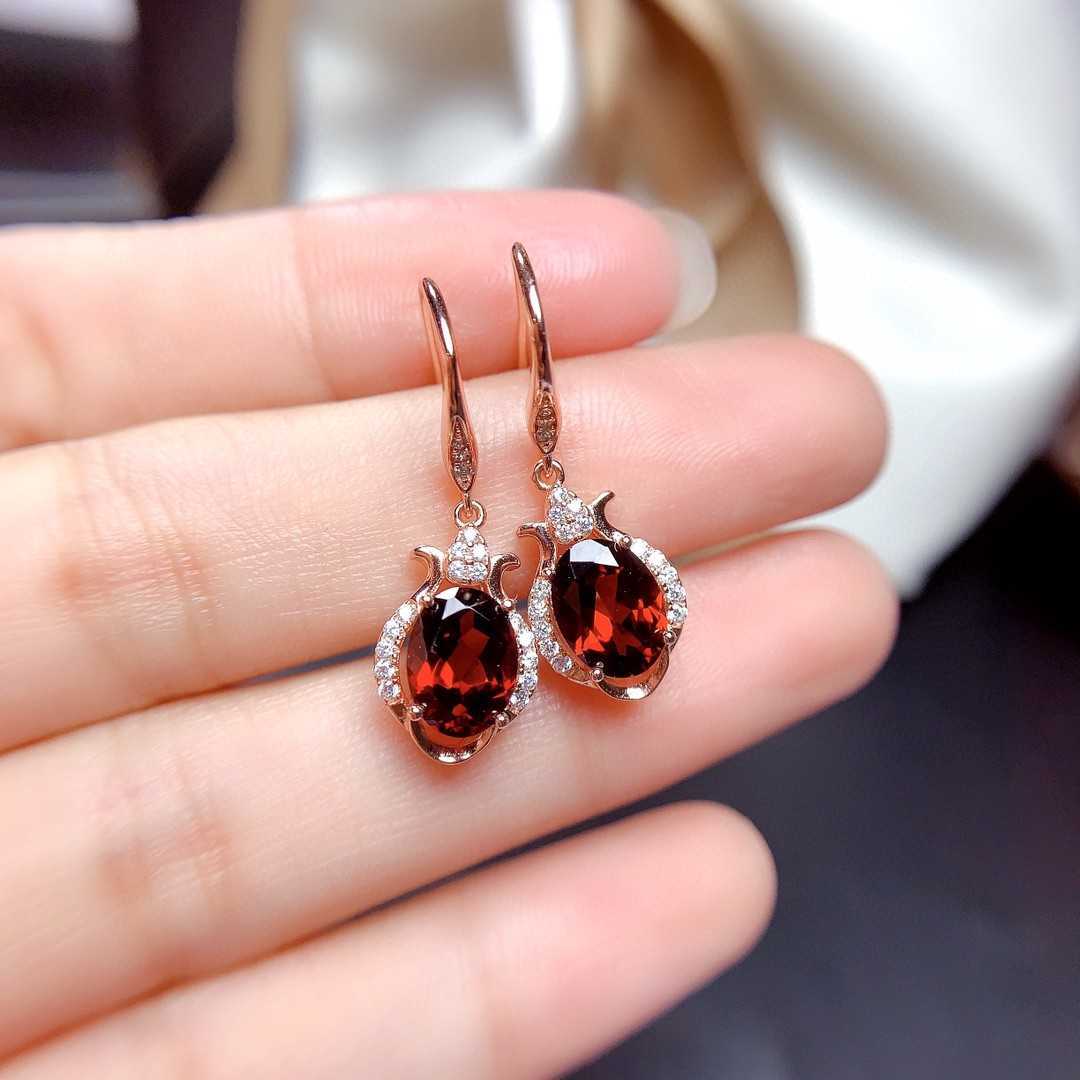 New Style Natural Mozambique Garnet Earrings For Women With All Crystals - Sophinity