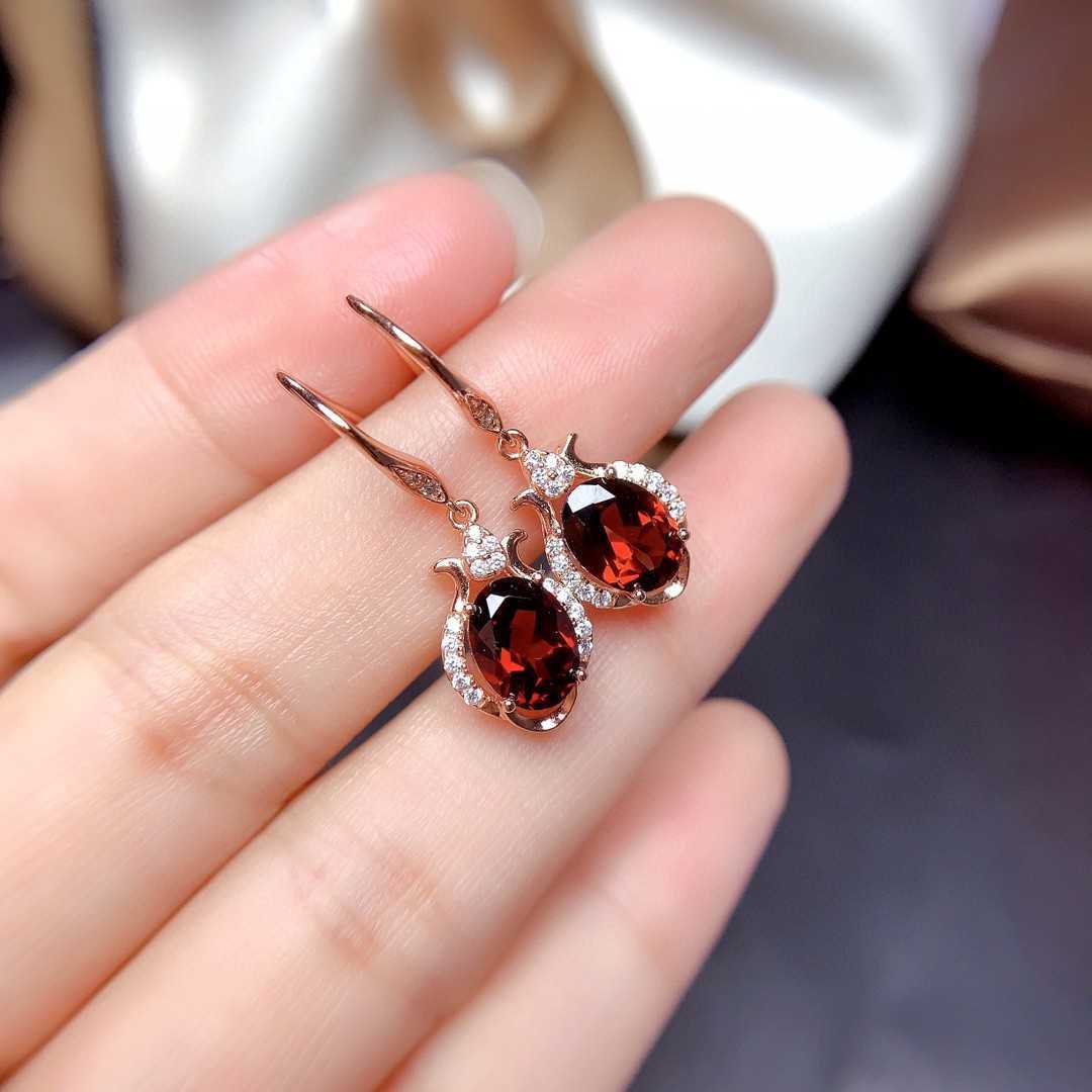 New Style Natural Mozambique Garnet Earrings For Women With All Crystals - Sophinity