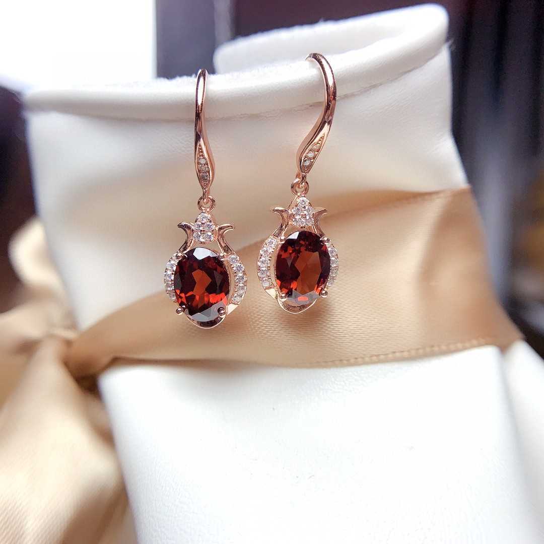 New Style Natural Mozambique Garnet Earrings For Women With All Crystals - Sophinity