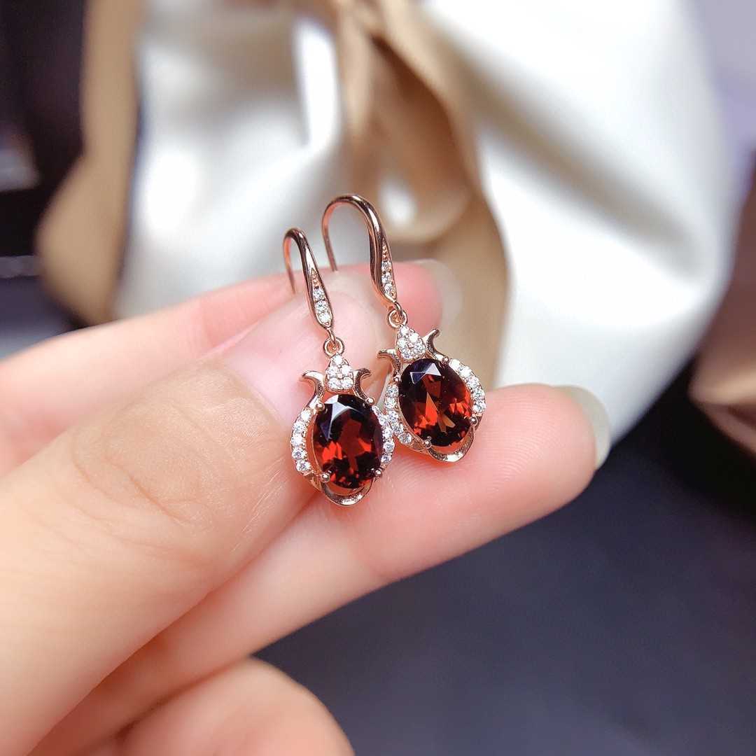 New Style Natural Mozambique Garnet Earrings For Women With All Crystals - Sophinity