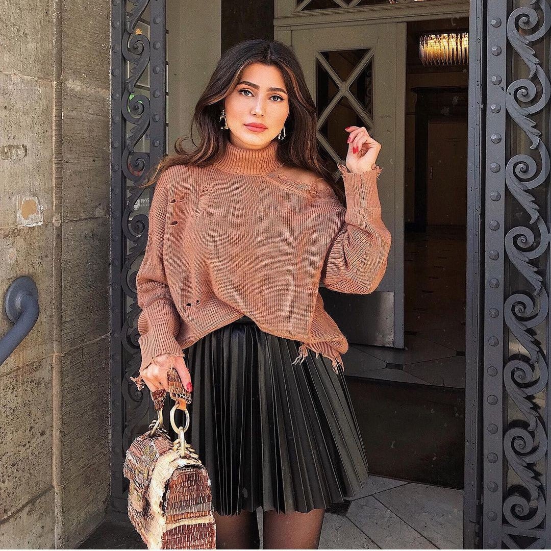 Draped Pleated Knitted Mini Skirts Women Winter Short Skirt - Sophinity
