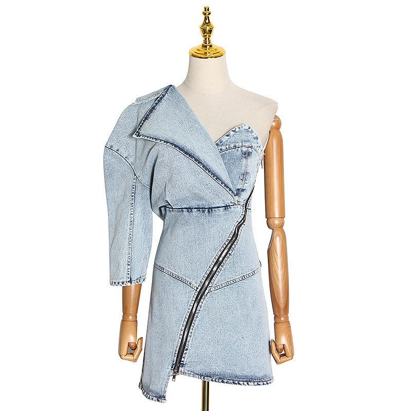Denim bag hip dress - Sophinity