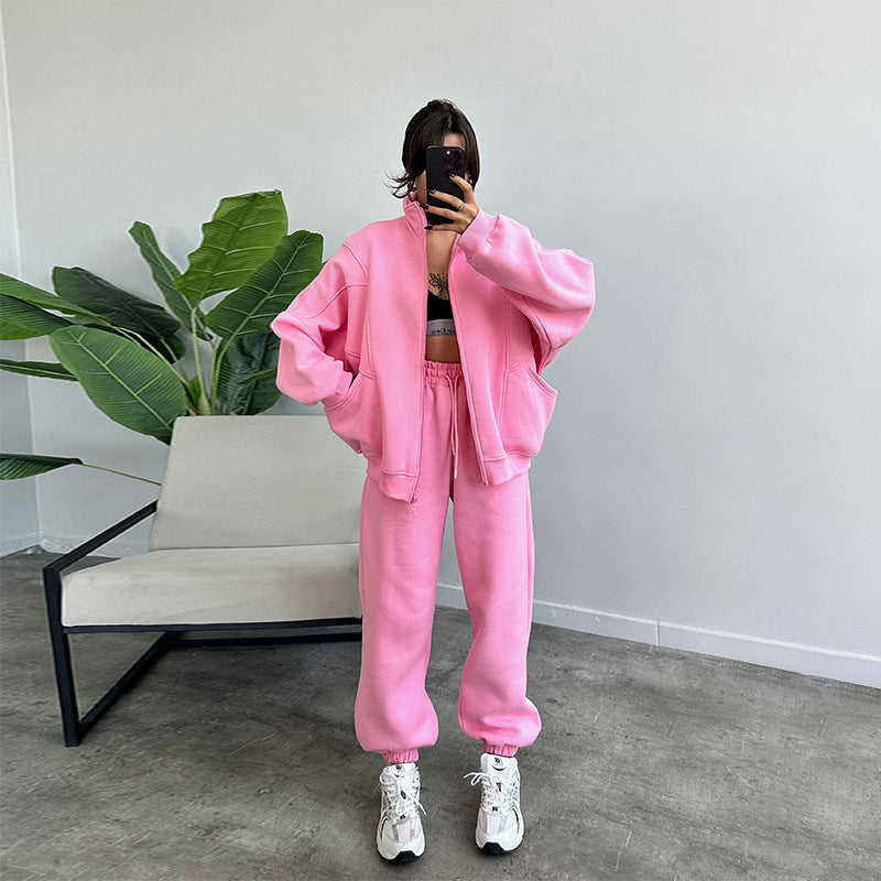 Sports Suits With Pockets Stand-up Collar Zipper Cardigan And Drawstring Trousers Fashion Jogger Set Outfits Tracksuits Women's Clothing - Sophinity
