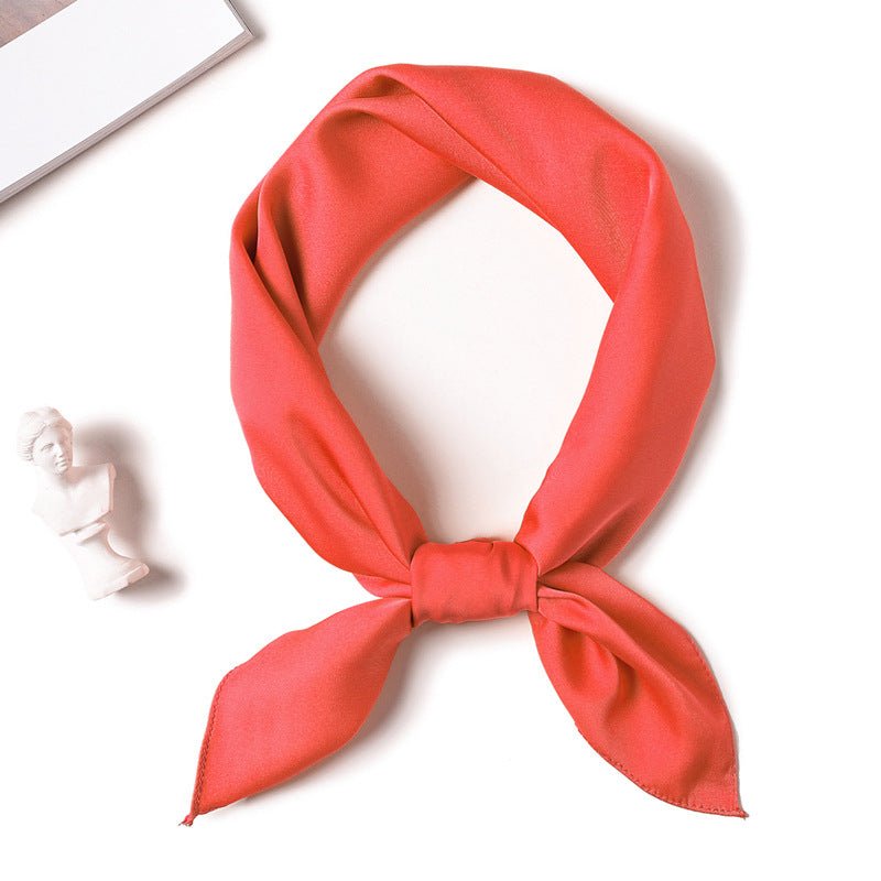 Simple Solid Color Silk - like Hair - tied Scarf - Sophinity