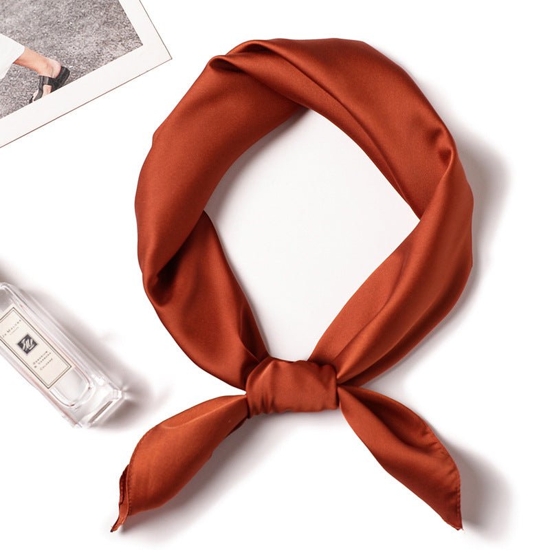 Simple Solid Color Silk - like Hair - tied Scarf - Sophinity