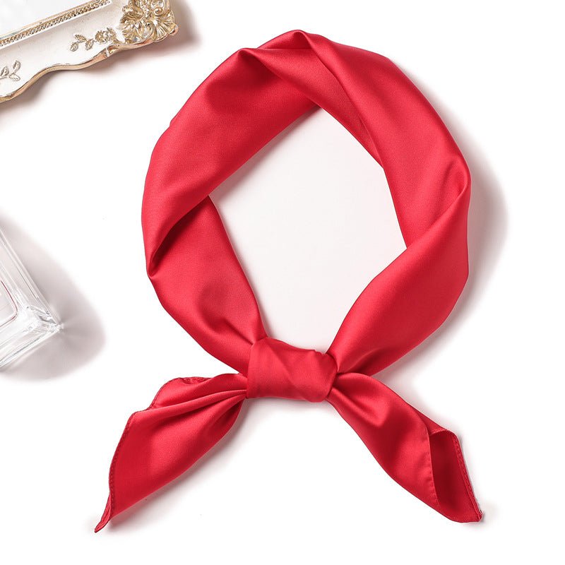 Simple Solid Color Silk - like Hair - tied Scarf - Sophinity