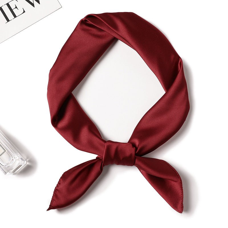 Simple Solid Color Silk - like Hair - tied Scarf - Sophinity
