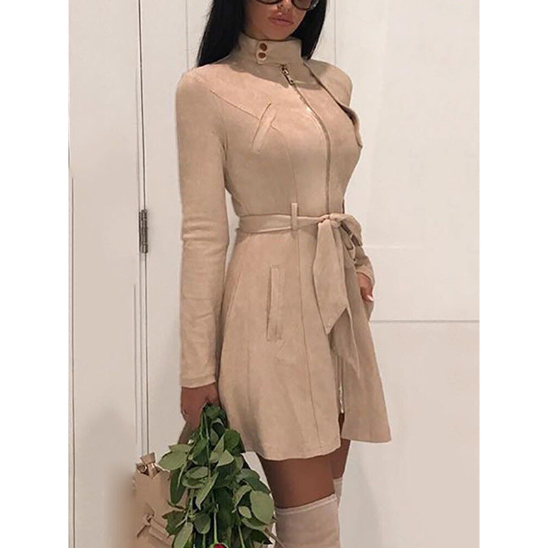 Deerskin velvet trench coat - Sophinity