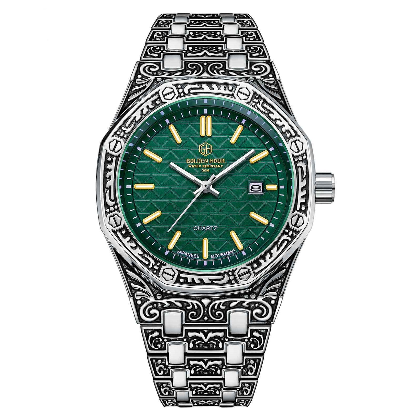 Spiral Crown Round Mechanical Men's Black Casual Watch - Sophinity