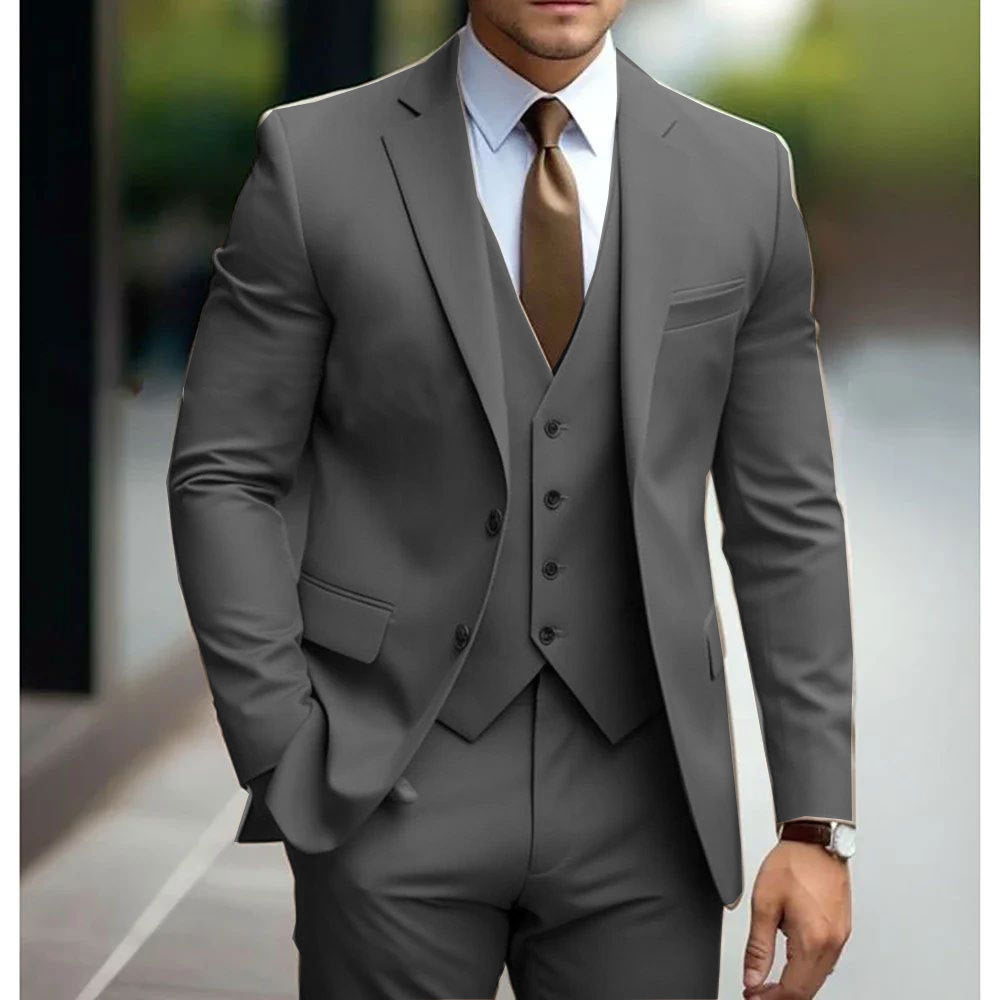 Business Casual Men's Three-piece Suit For Bridegroom Men's Wedding - Sophinity