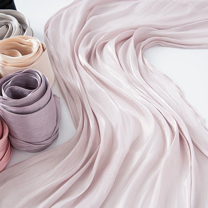 Solid Color Thin Travel Sun Protection Shawl Linen Plain Satin Scarf - Sophinity