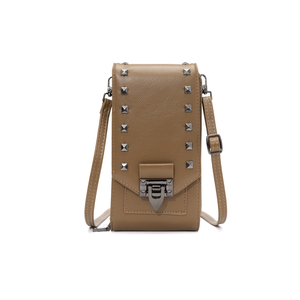 Rivet Design Shoulder Bags Mobile Phone Handbag Solid Color Crossbody Bags Women - Sophinity