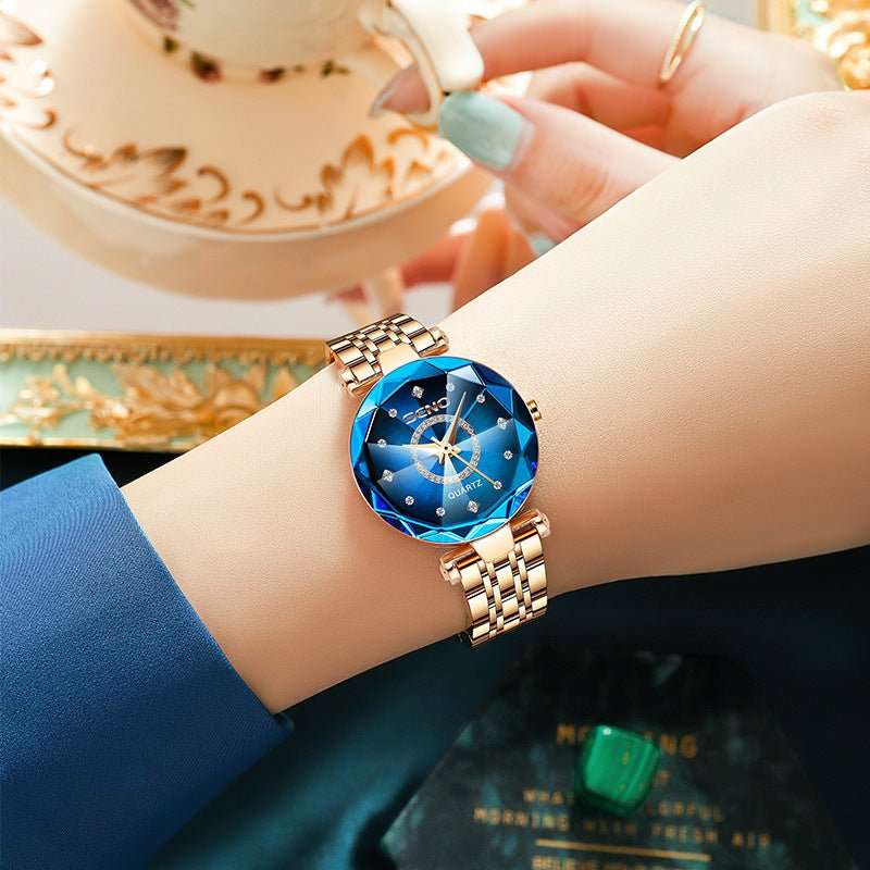 Polygonal Glass Solid Stainless Steel Strap Women's Waterproof Watch - Sophinity