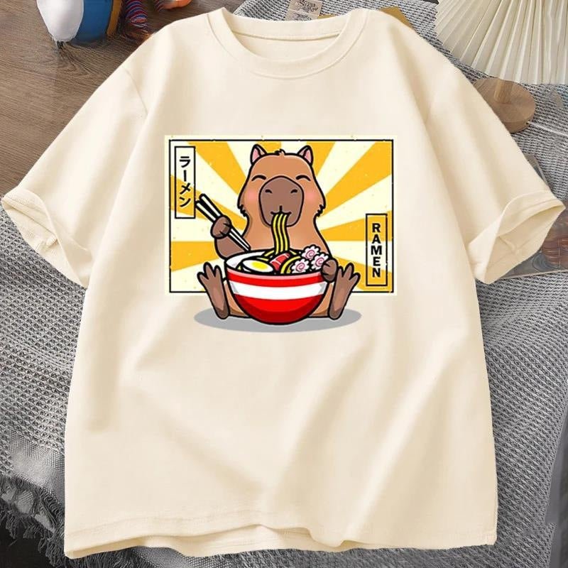 Capybara Cotton T-shirt Men's Clothing Oversized - Sophinity