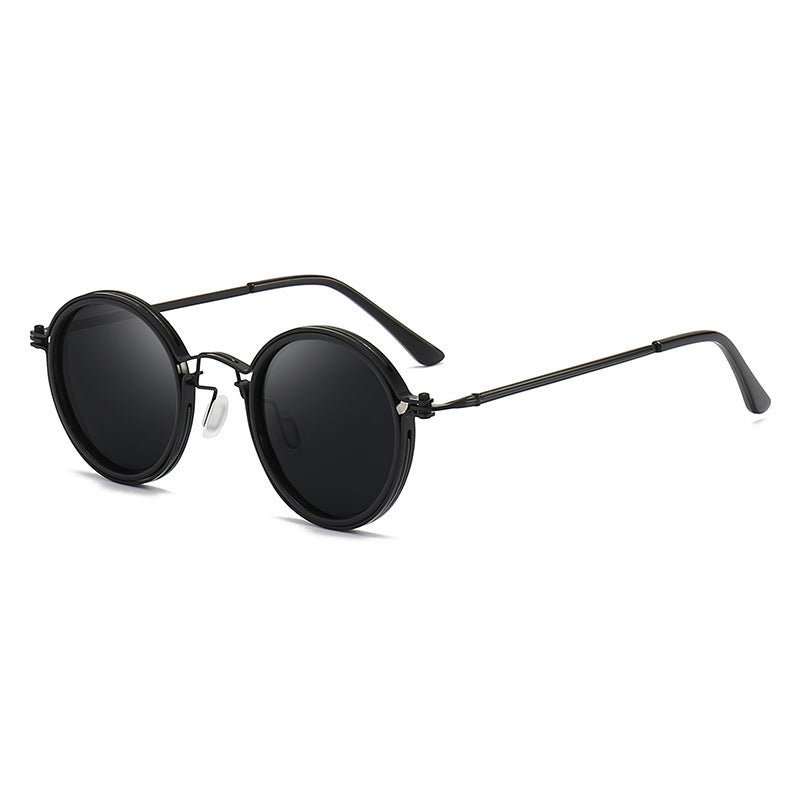 Sunscreen Retro Style Round Frame Metal Sunglasses - Sophinity