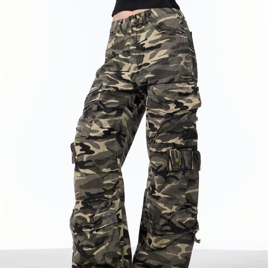 Retro Design Camouflage Cargo Pants Women - Sophinity