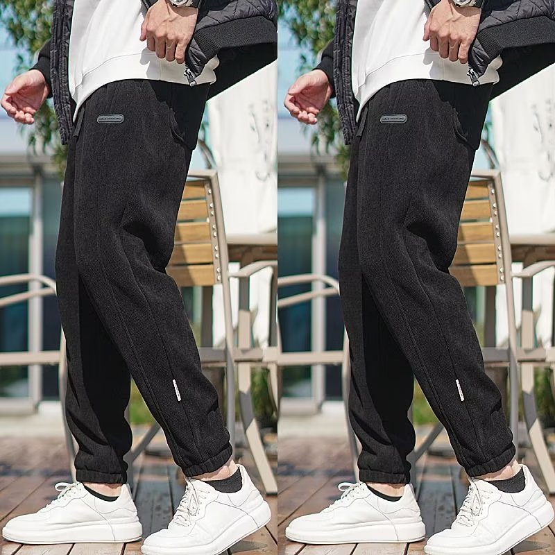 Men's Corduroy Casual Loose Straight Ankle - tied Trousers - Sophinity