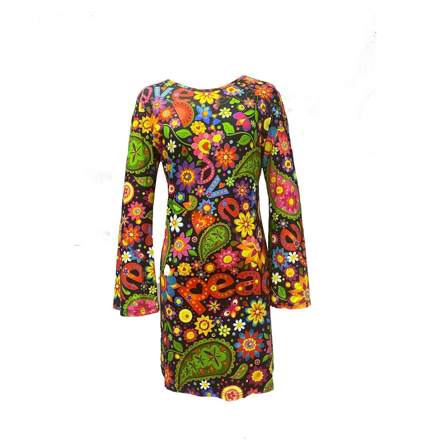 Vintage Hippie Clothing Print Women Dress - Sophinity