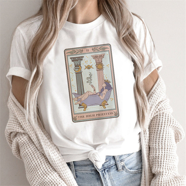 Fashion Tarot Women Print T-shirts Female Cartoon Tops - Sophinity