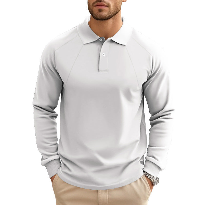Spring And Autumn Polo Collar Solid Color Casual Bottoming American Polo Shirt Men - Sophinity