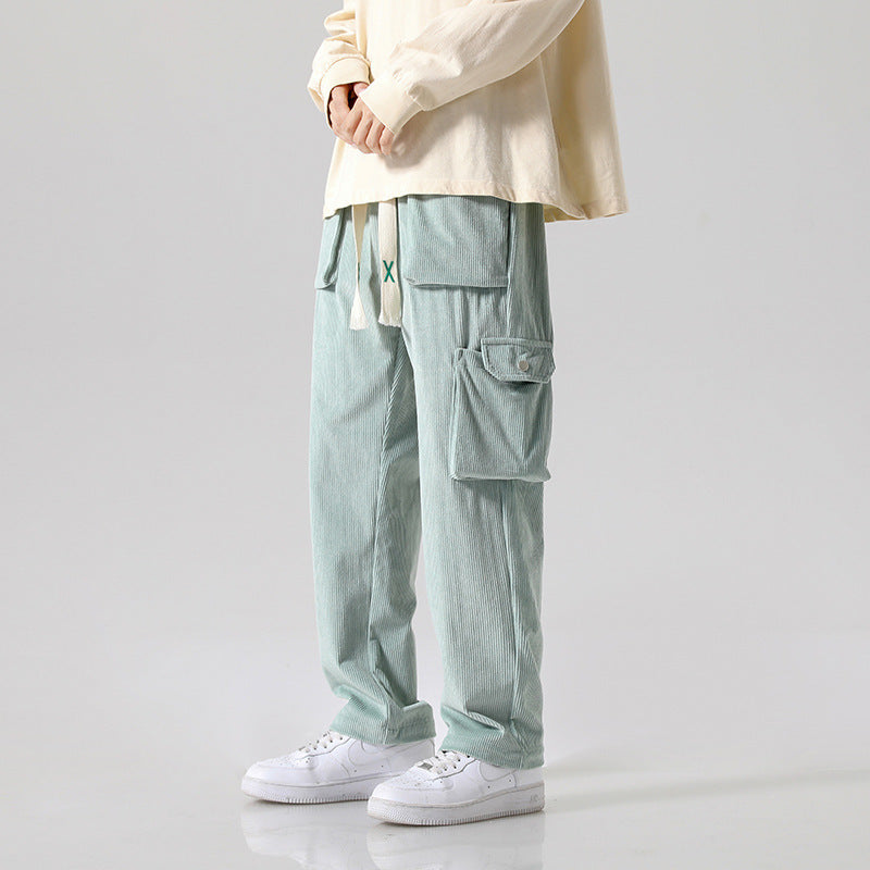 Men's Loose All-matching Corduroy Multi-pocket Straight Cargo Pants - Sophinity