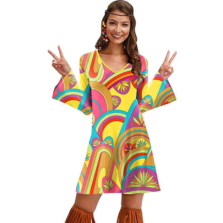 Hippie Clothing Print Dress Women - Sophinity