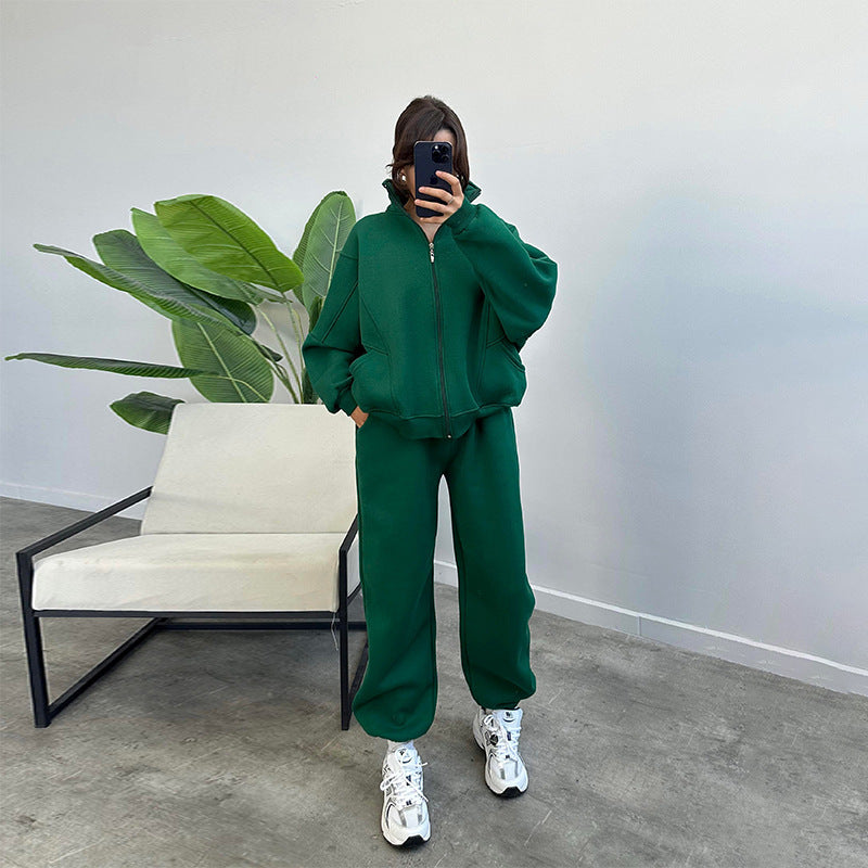 Sports Suits With Pockets Stand-up Collar Zipper Cardigan And Drawstring Trousers Fashion Jogger Set Outfits Tracksuits Women's Clothing - Sophinity