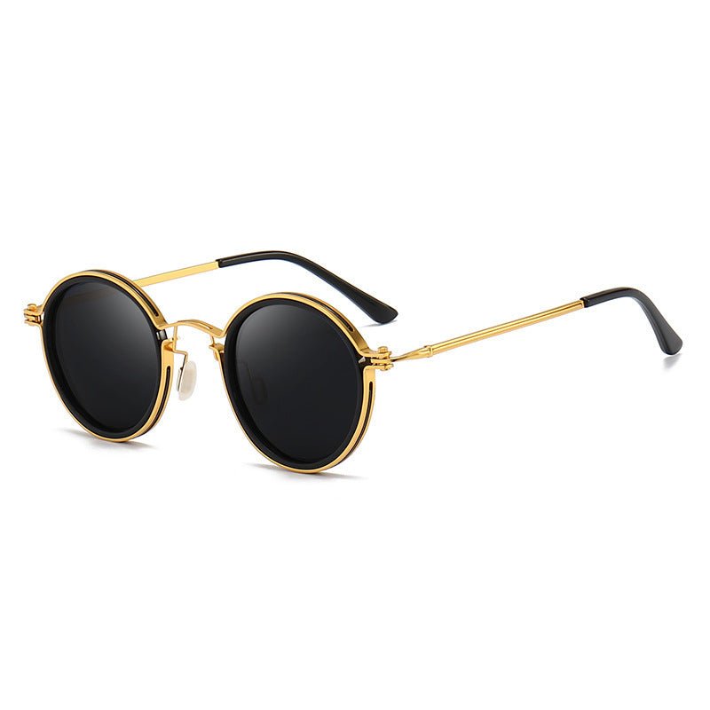 Sunscreen Retro Style Round Frame Metal Sunglasses - Sophinity