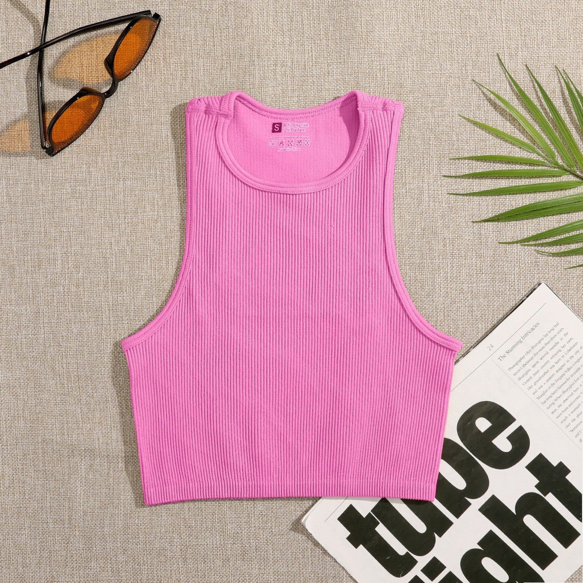 Solid Color Sleeveless Vest Women's Summer High Waist Short Navel Fitness Running Yoga Clothes - Sophinity
