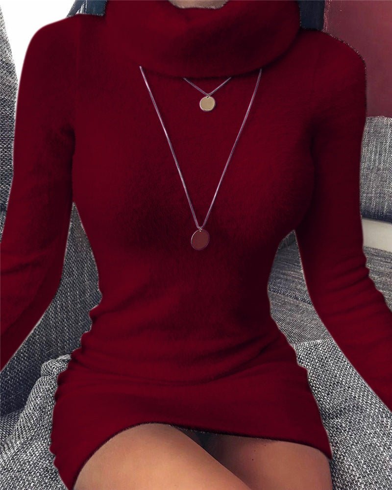 Turtleneck skinny bag hip dress - Sophinity