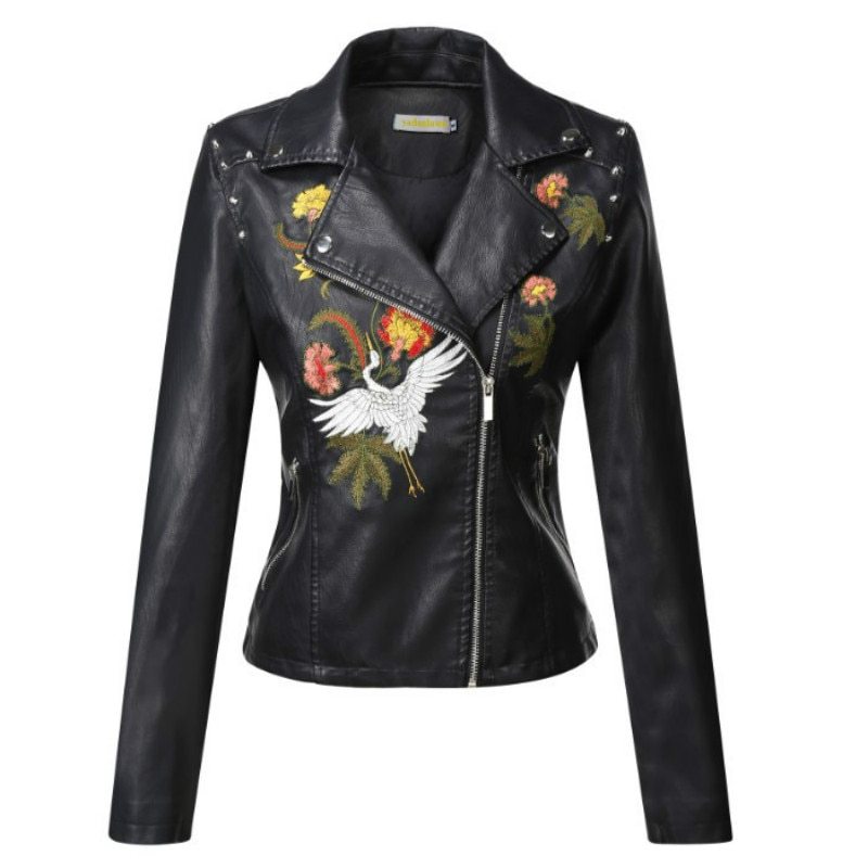 Embroidered leather jacket - Sophinity