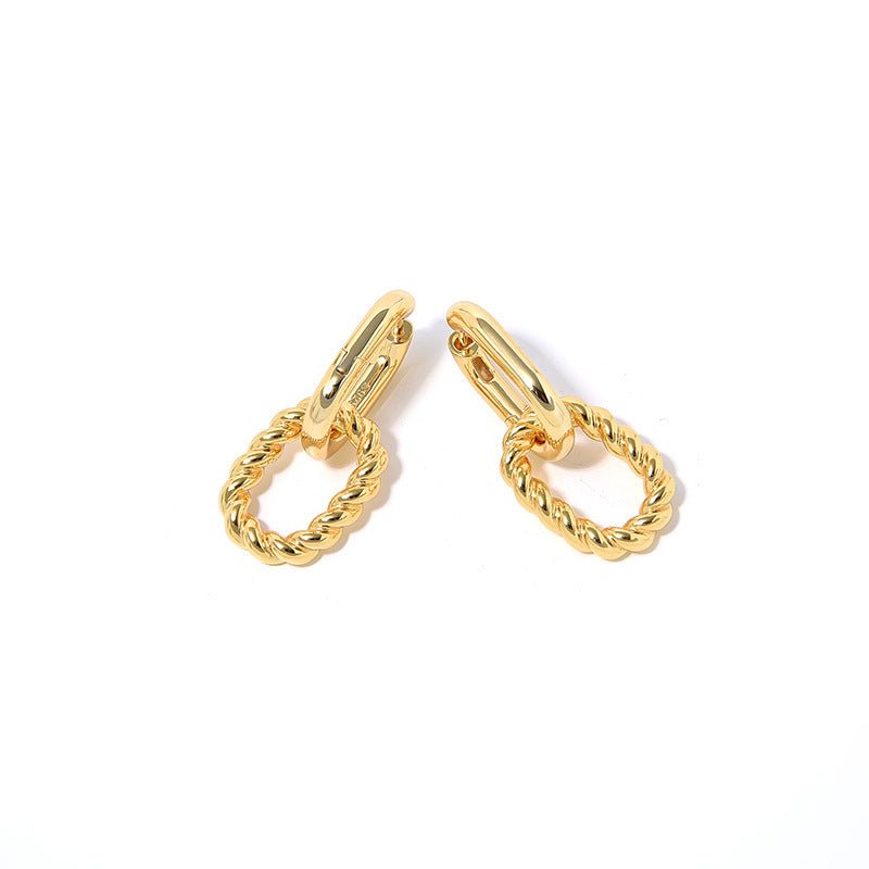 S925 Sterling Silver Gold - plated Double Ring Buckle Detachable Earrings For Women - Sophinity