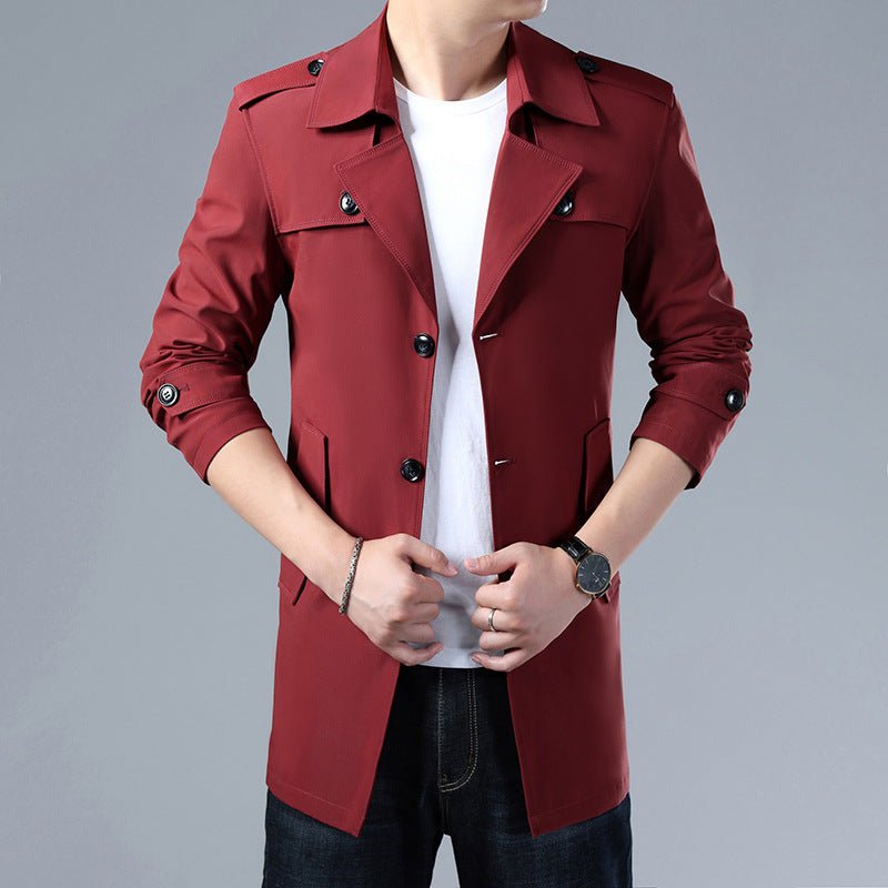 Spring And Autumn Men's Trench Coat With Buttons Top Quality Jacket Slim Regular Classic Jacket - Sophinity