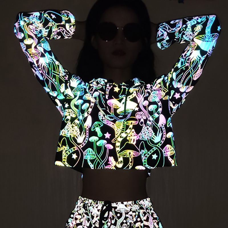 New Mushroom Reflective Hoodies Women - Sophinity