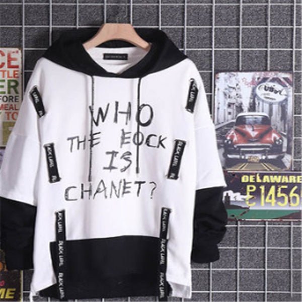 Ribbon print fake two hoodies - Sophinity