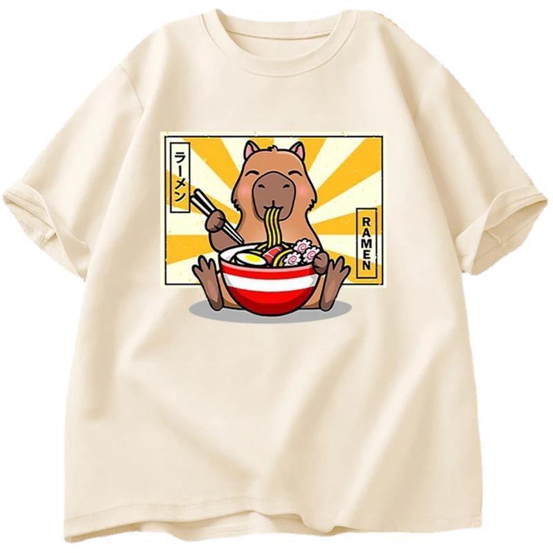 Capybara Cotton T-shirt Men's Clothing Oversized - Sophinity