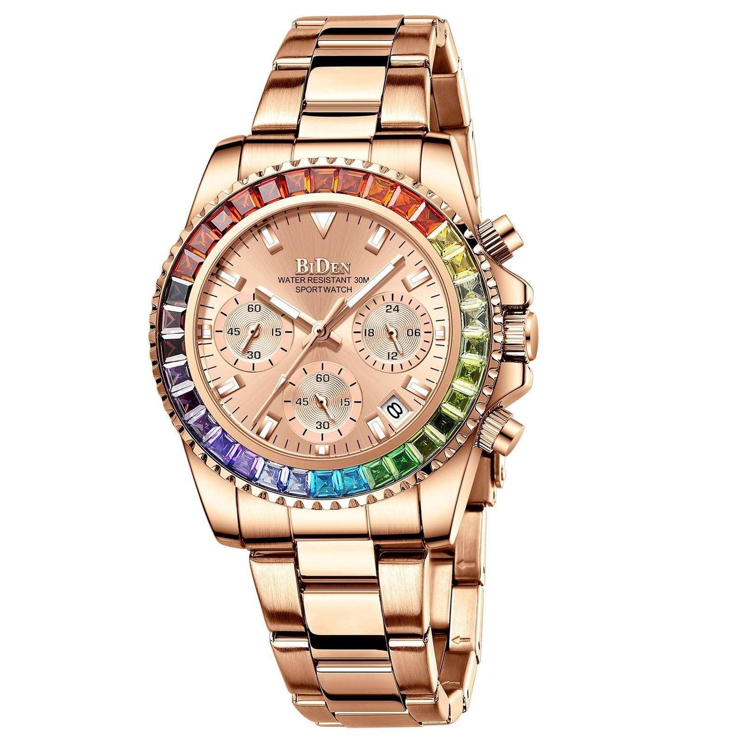 Fashion Steel Band Business Ladies Trend Colored Diamond Watch - Sophinity
