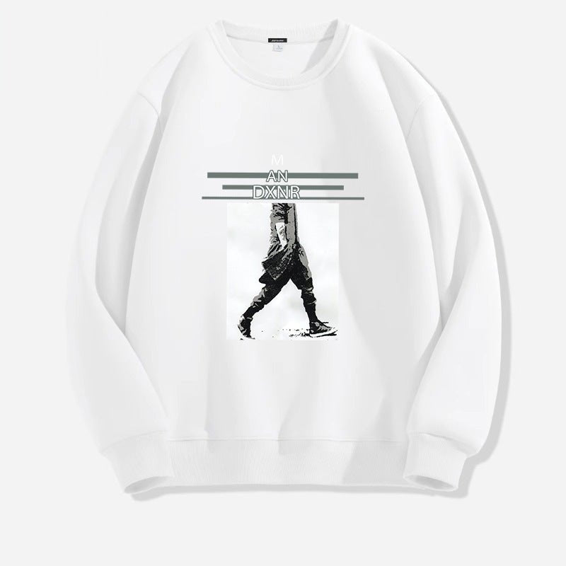 Men's Casual All - matching Round Neck Long Sleeve Top Loose Leisure Sweater - Sophinity