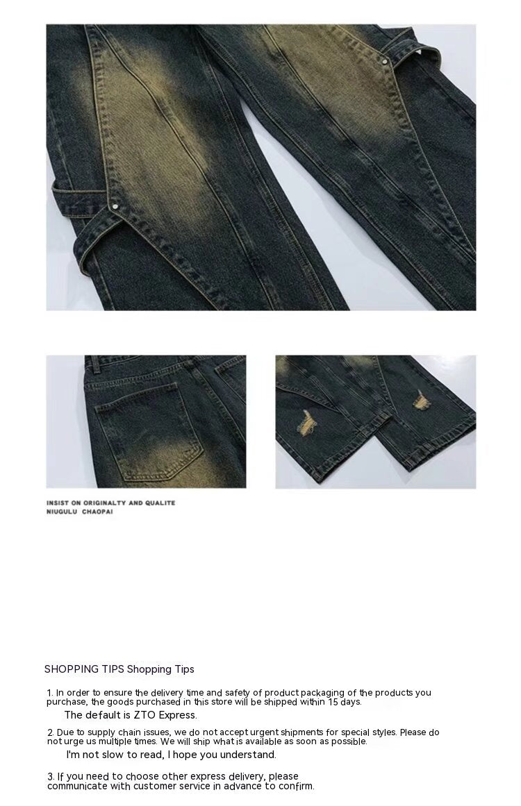 High Street Vibe Vintage Heavy Industry Worn Looking Washed - out Jeans Men - Sophinity