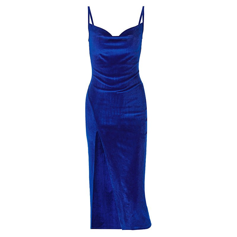 New Sexy Slim Slit Velvet Suspenders Party Dress Dress For Women - Sophinity