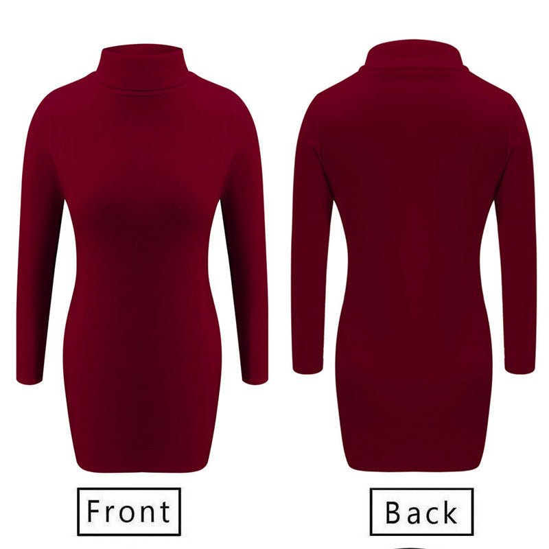 Turtleneck skinny bag hip dress - Sophinity