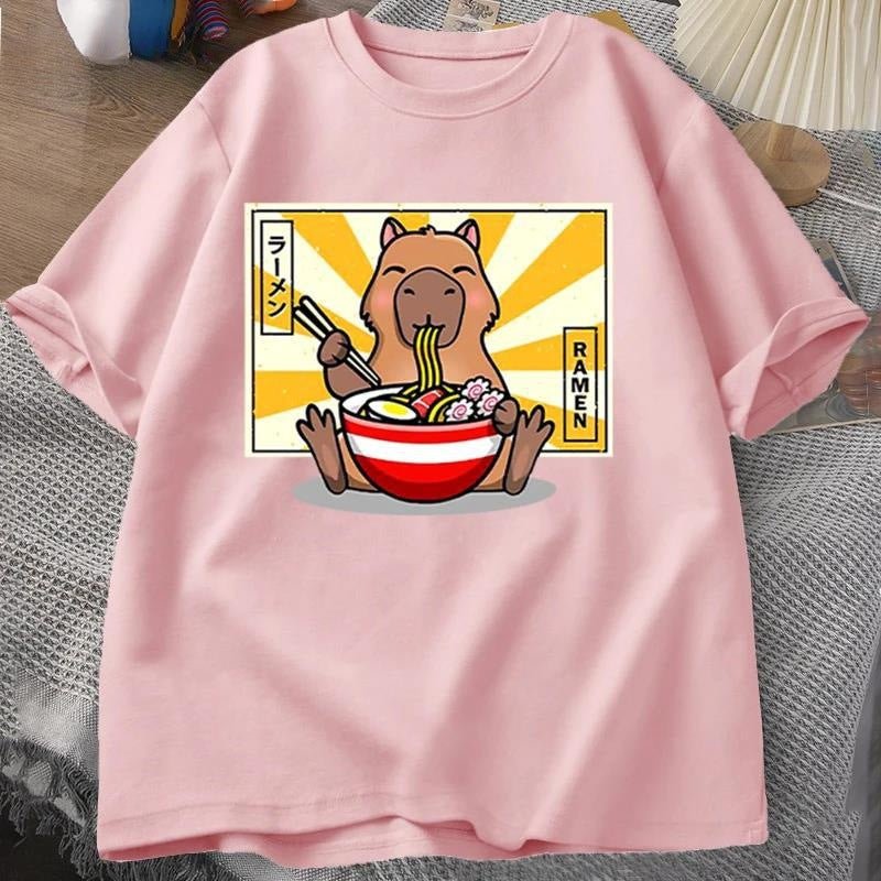 Capybara Cotton T-shirt Men's Clothing Oversized - Sophinity