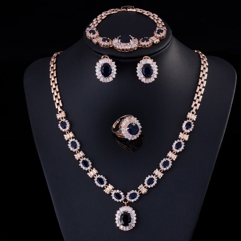 Big Brand Retro Zircon Necklace Set Chain Women - Sophinity