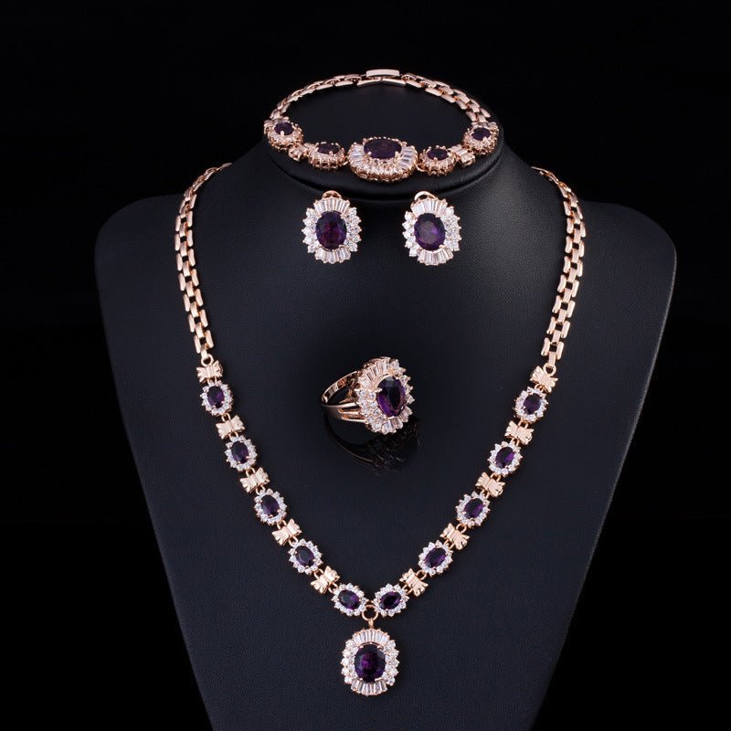 Big Brand Retro Zircon Necklace Set Chain Women - Sophinity