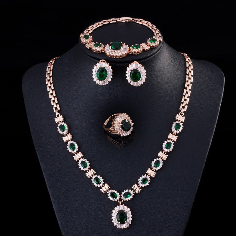 Big Brand Retro Zircon Necklace Set Chain Women - Sophinity