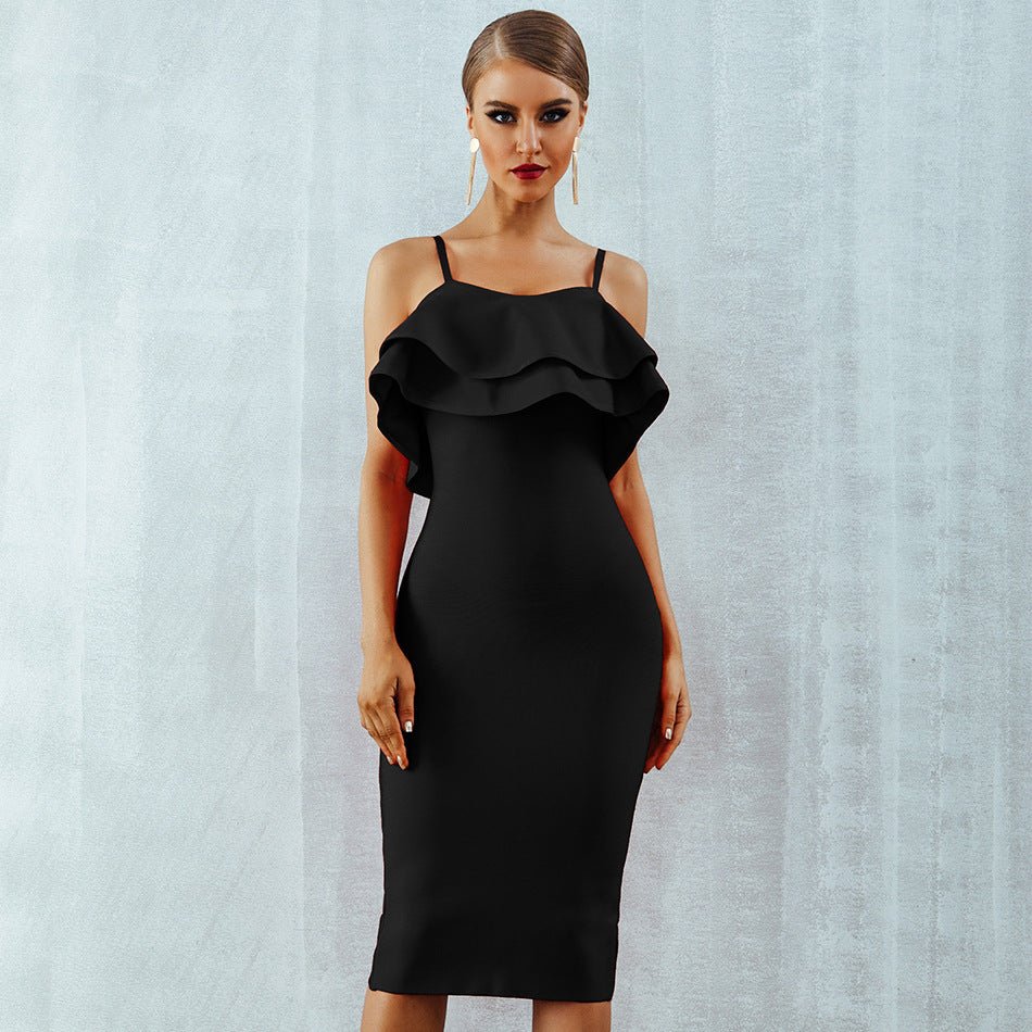 Ruffled sling red dress - Sophinity