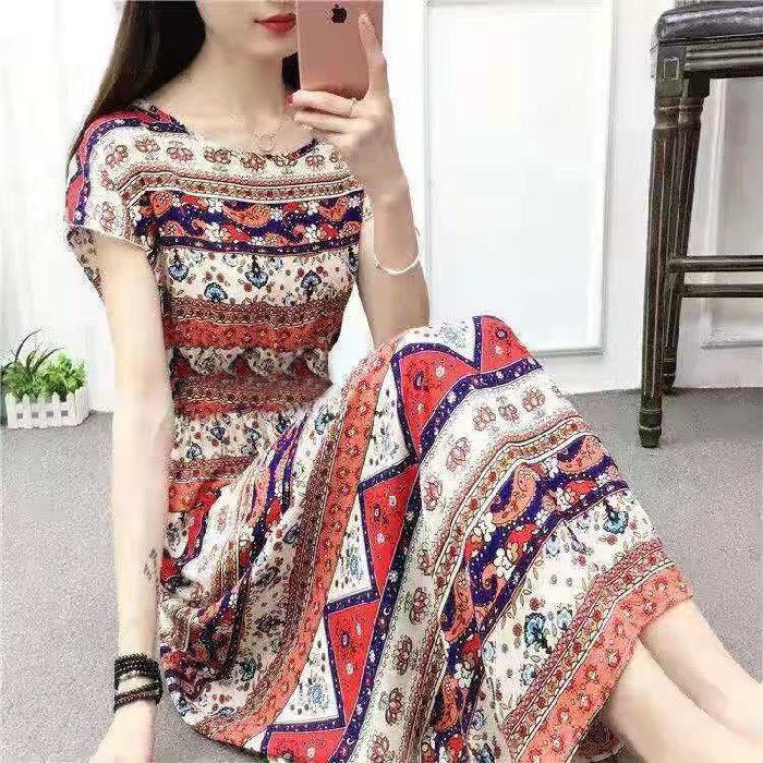 Ethnic Style Floral Dress Plus Size Printed - Sophinity