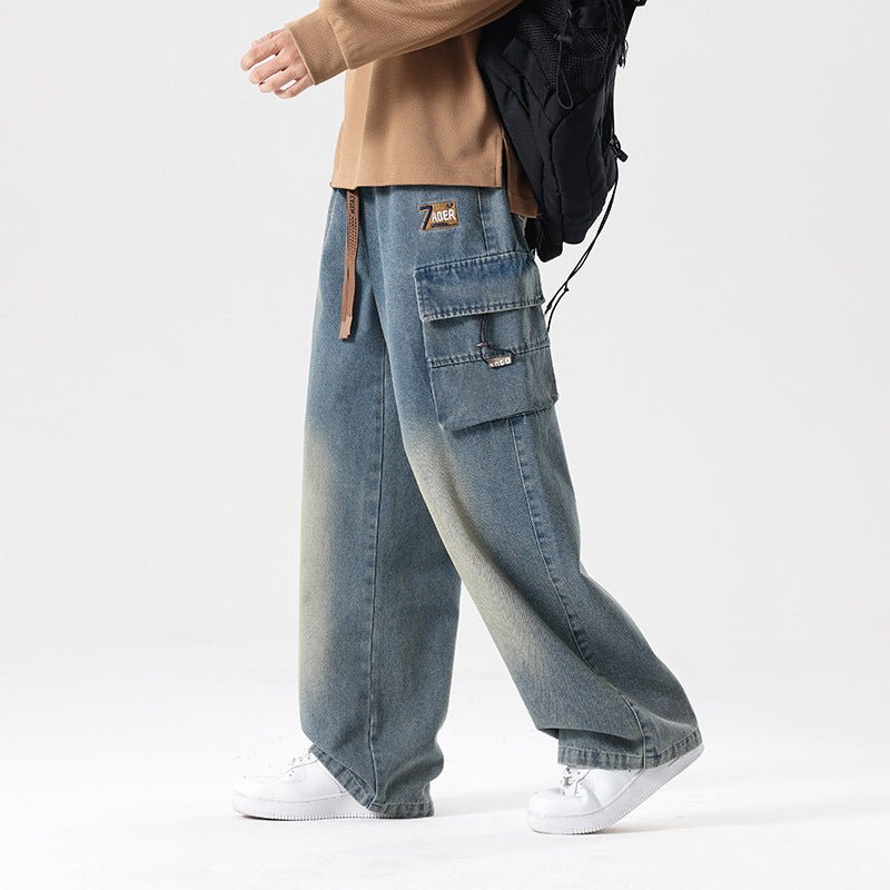 Fashion Wash Straight Cargo Jeans For Men - Sophinity