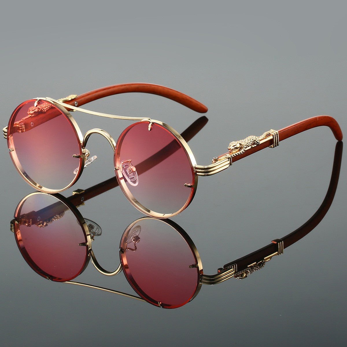 Retro Double Beam Leopard Head Sunglasses - Sophinity